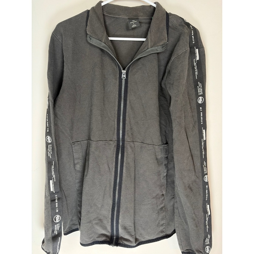 G-Star Raw Logo Tape Tweeter Zip Thru Grey Jacket D22224 Mens L